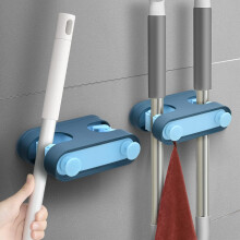 2 pezzi Porta scopa da parete blu, Porta scopa da parete autoadesivo, Gancio porta scopa da parete con testa rotonda, Porta scopa adatto per l'install