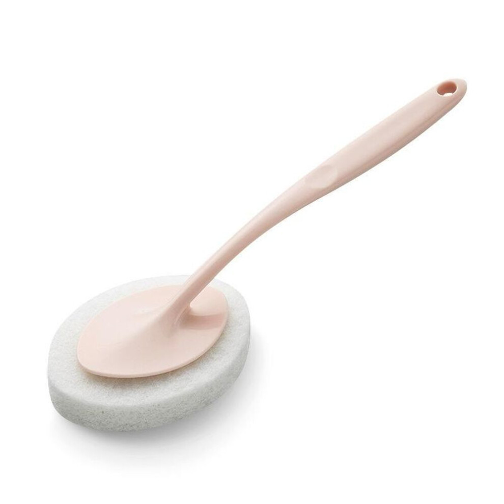 (pink) 1pc Portable Toilet Brush Multifunction Sponge Long Handle Bathtub Floor Home Cleaning Brush
