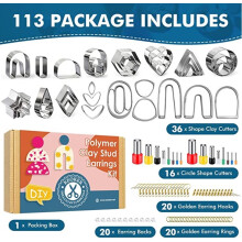 113pcs Polymer Clay Cutters Set For Earring Making With Earring Cards Hook Backs