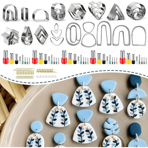 113pcs Polymer Clay Cutters Set For Earring Making With Earring Cards Hook Backs 1