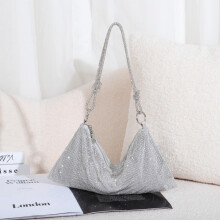 Dames avondtas met knoop en strass in zilver