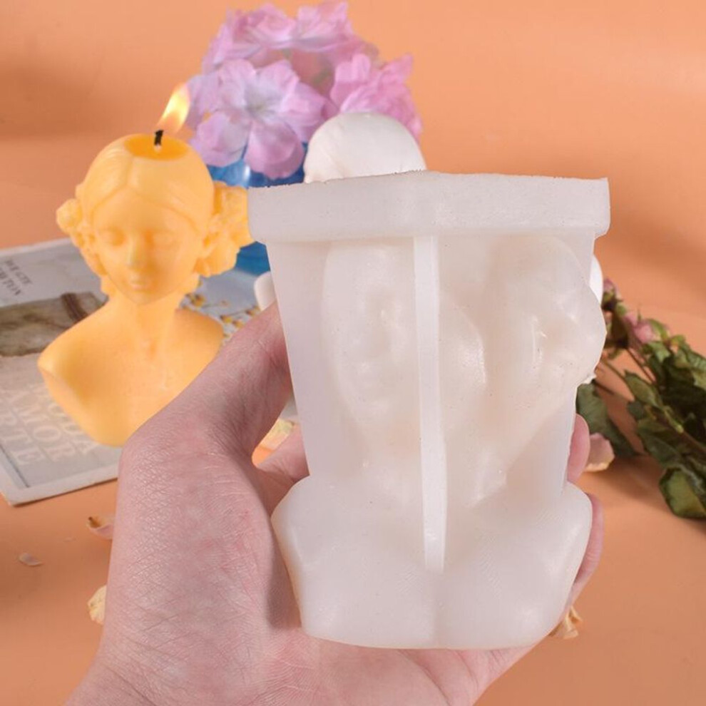 (white) Diy Blindfolded Girl Silicone Candle Mold For Diy Rose Human Body Plaster Portrait Candle Making Mold
