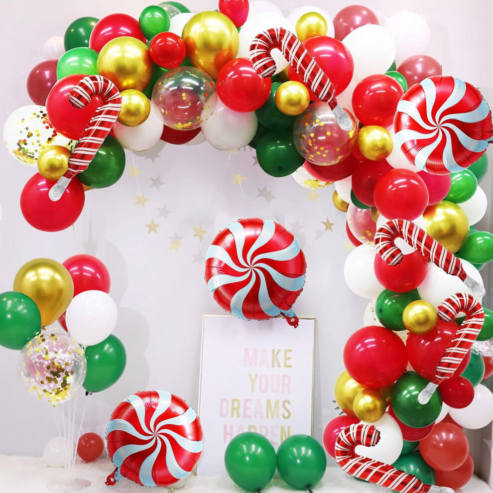 Christmas Balloons Garland Arch Kit - Red Green Gold Confetti Balloons with Candy Mylar Balloons for Christmas Holiday Candy Theme Baby Shower Birthda-image-OPC-PG5VHTV-NEW