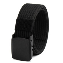 Cintura da uomo Cintura militare Cintura regolabile Cintura tattica da viaggio all'aperto da uomo con fibbia in plastica per pantaloni 125 cm (nero)