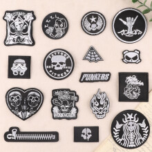16 parches para ropa (calavera/punk), parches para coser, parches termoadhesivos, parches bordados, apliques para planchar para ropa, jeans, chaquetas
