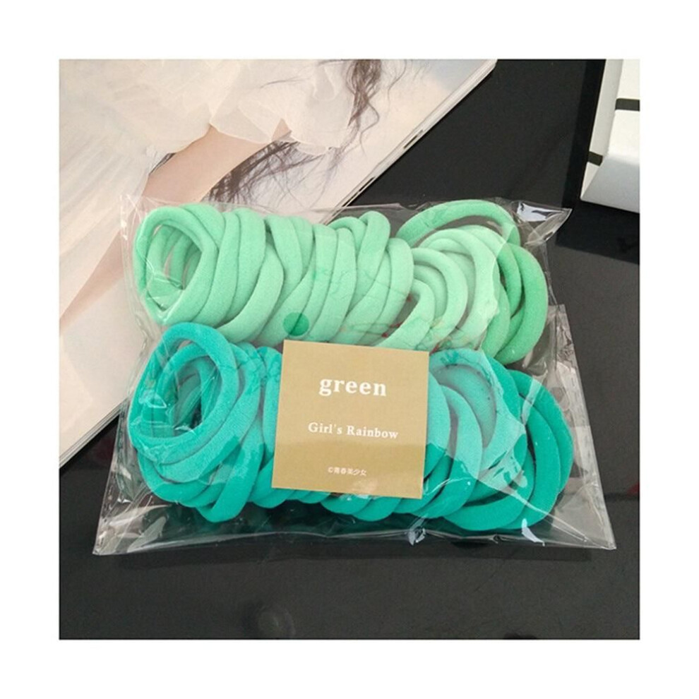 (green) 50/set Women Girls 4cm Colorful Nylon Elastic Hair Bands Ponytail Holder Rubber Bands Scrunchie Headband Hair Accessories