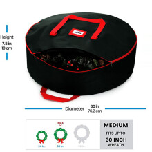 Kerstkrans opbergzak, kerstkrans container, met handvat (zwart)