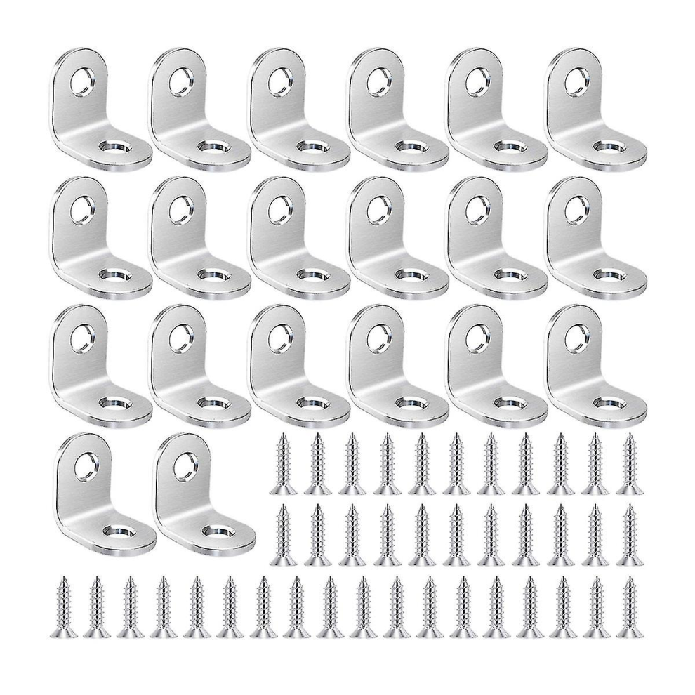 20Pcs Corner Bracket - Right Angle Brackets Stainless L Shape Braces 6932766530351