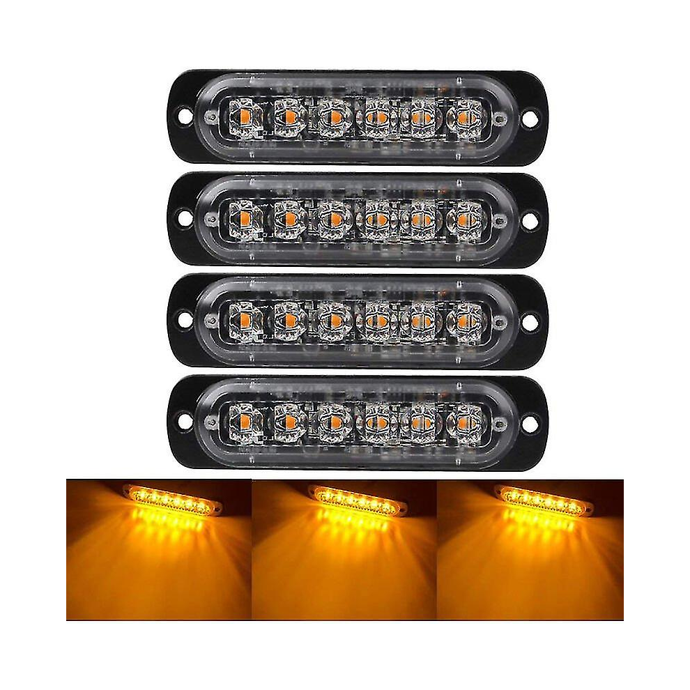 4 Feux D'avertissement D'urgence De Vã©Hicule, Lumiã¨Res D'urgence De Camion, Lumiã¨Res Stroboscopiques, 6 Led De Montage En Surface Ã©Tanches 6932766530757