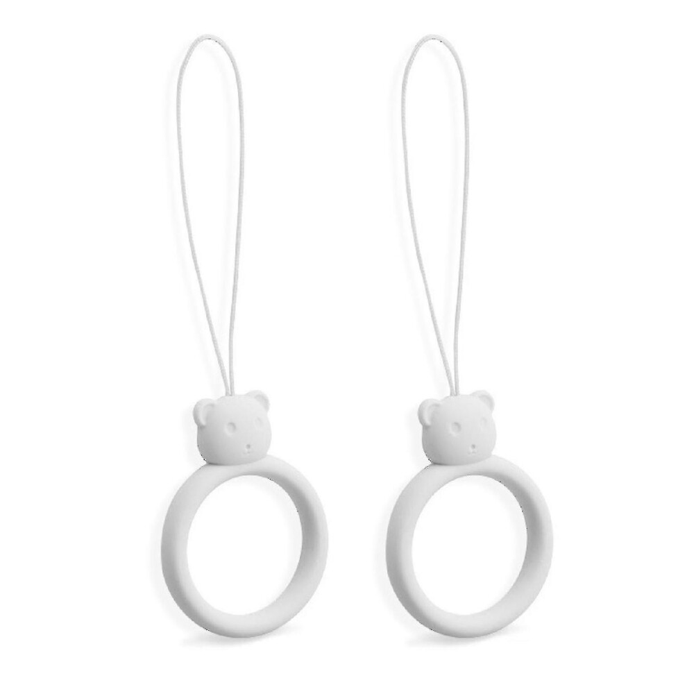 Universal Cartoon Bear Shape Silicone Phone U Disk Finger Ring Lanyard 10Pcs- White 6932766531976