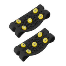 Crampones de 5 tacos antideslizantes para calzado, port?tiles, para escalada, con agarre para hielo, 1 par, color negro
