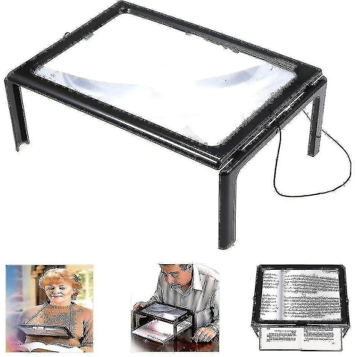 Full-page Reading Magnifying Glass Led Light, Three-dimensional Folding Bracket Magnifying Glass