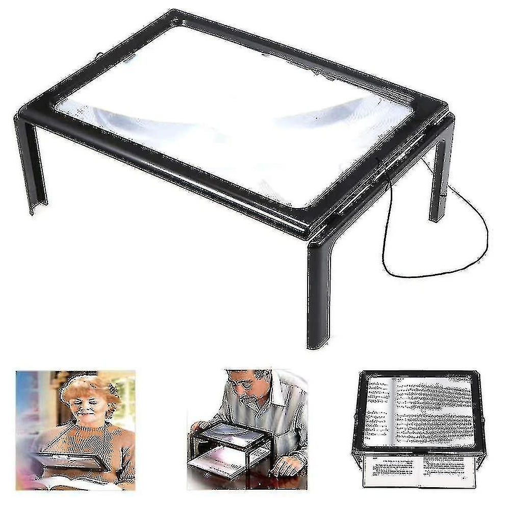 Full-page Reading Magnifying Glass Led Light, Three-dimensional Folding Bracket Magnifying Glass