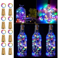 Wine Bottle Lights with Cork, 8 Pack Battery Operated LED Cork Shape Silver Copper Wire Colorful Fairy Mini String Lights for DIY, Party, Decor, Weddi