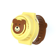Ventilador port?til para ni?os con forma de reloj, l?mpara de proyecci?n de dibujos animados sin aspas, color amarillo