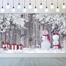 Kerstachtergrond voor fotografie, stoffen houten achtergrond Winterse sneeuwpop-fotografieachtergrond Vrolijk kerstfeest Fotografieachtergrond Nieuwja