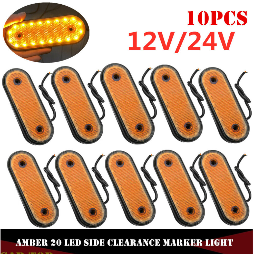 10Pcs 12V Side Marker 20Led Markerings Side Marker Led Trusk Lamp Pickup Truck Side Marker Lights For Truck Amber/Light 6932766532577