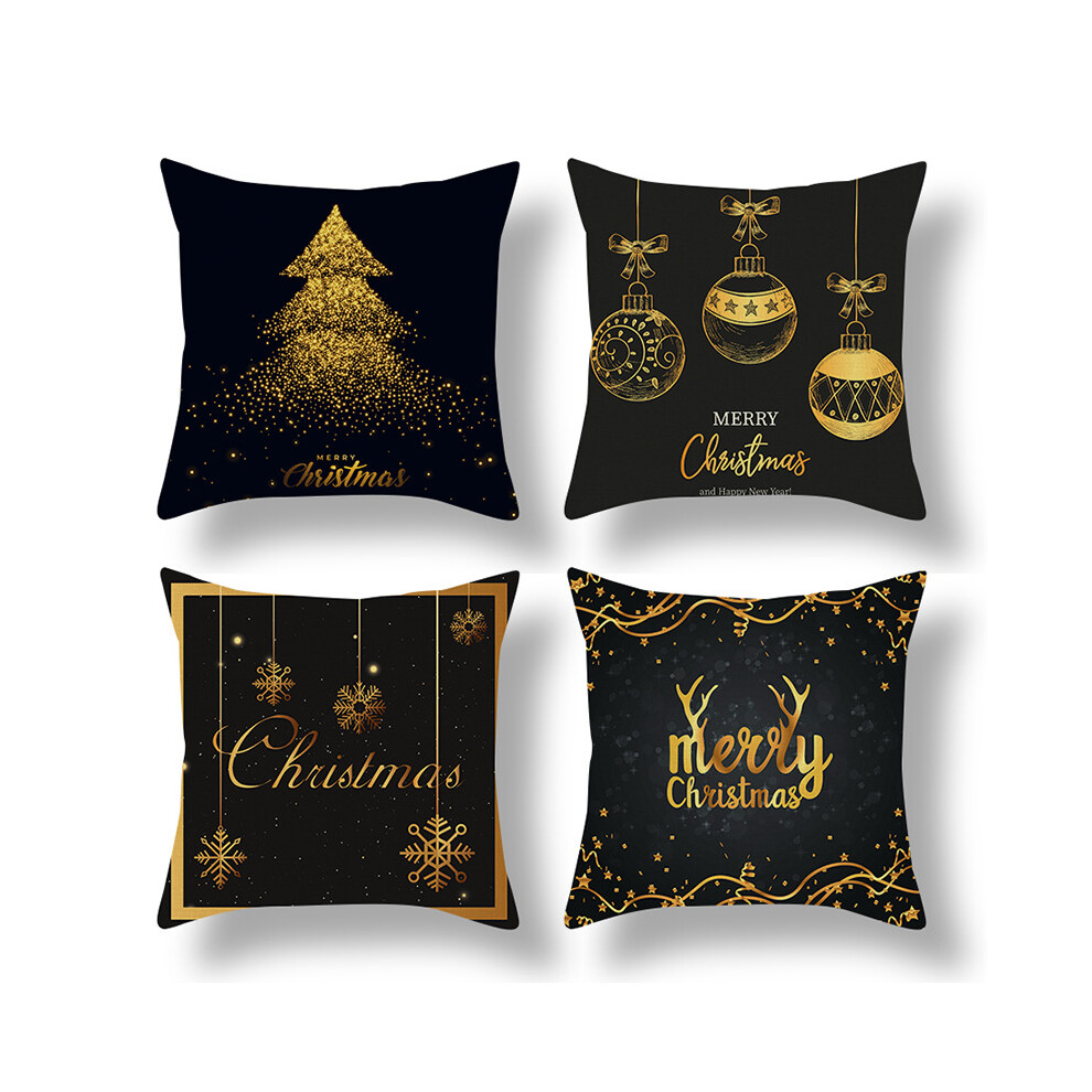 Lot de 4 housses de coussin de Noël pour les vacances d'hiver, housses de coussin décoratives pour canapé, 45 x 45 cm B