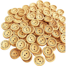 100 botones de madera para coser y hacer manualidades, hechos a mano con amor, bot?n de madera (25 mm)
