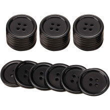 Packet of 200 x Black Resin 20mm Round Buttons 4 Hole