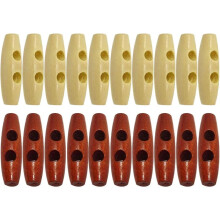Botones de madera con forma de oliva, botones de madera para abrigos, 50 unidades, 3 cm, para coser, tejer, trencas, 2 colores