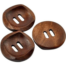 10 botones redondos de madera marr?n de 30 mm con 2 agujeros (30 mm, 10 unidades)