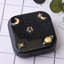 Starry Sky Contact Lens Case Fashion Planet Contact Lens Case Portable Contact Lens Case Set With Mirror (square)