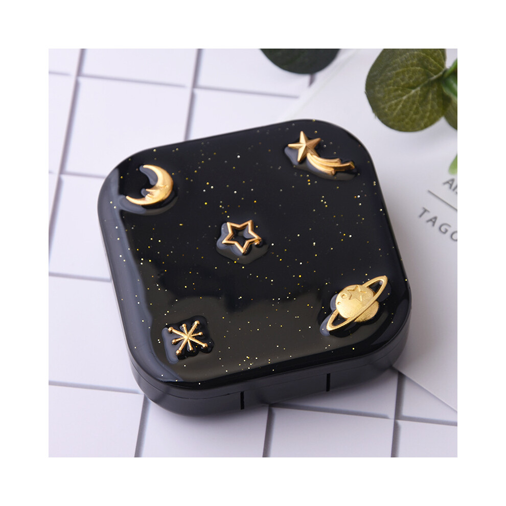 Lifeasy Starry Sky Contact Lens Case Fashion Planet Contact Lens Case Portable Contact Lens Case Set With Mirror (Square)
