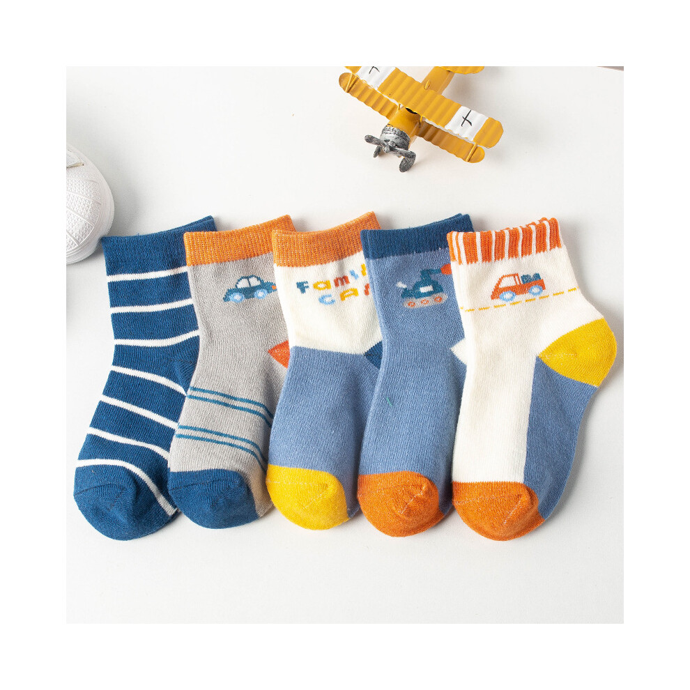 Lot de 5 paires de chaussettes tendance en coton pour petits garçons (4 à 6 ans)