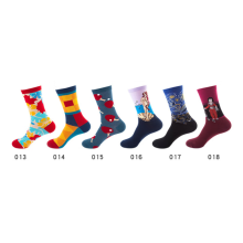 6 paia di calzini alla moda da uomo per adulti, taglie forti, a tubo medio-alto, tie-dye, a pannello piatto, traspiranti e assorbenti del sudore, 1#
