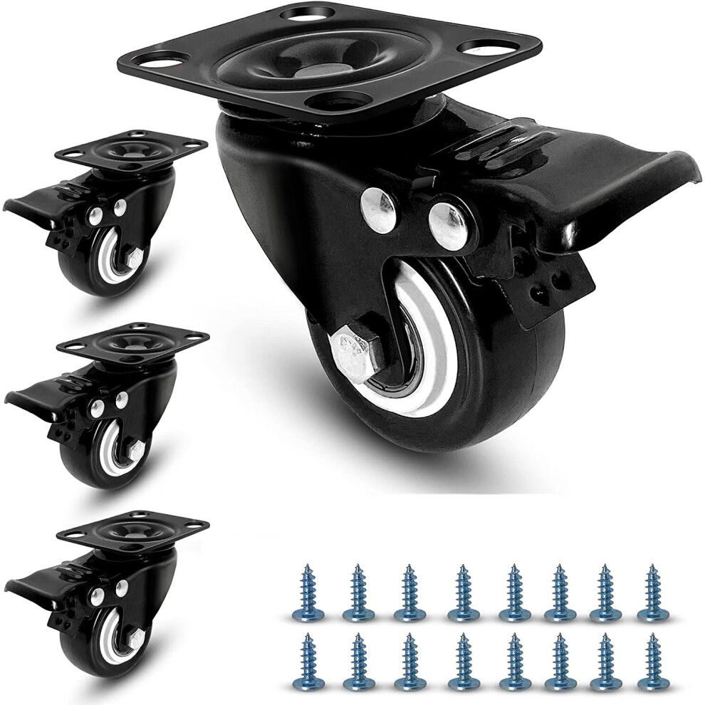 Lifeasy Heavy-Duty Castors, Castors, Transport Castors, 50 Mm With A Load Of 280 Kg, Furniture Castors, Locking Castors With Safety Lock, Wheels, 4 Pieces.