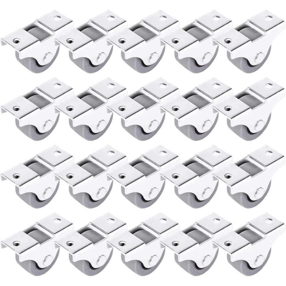 (Pack Of 20) 25Mm Rubber Caster Set Plastic Swivel Dual Casters Metal With Plate Furniture Appliances & Equipment Small Mini Casters 6932766537299