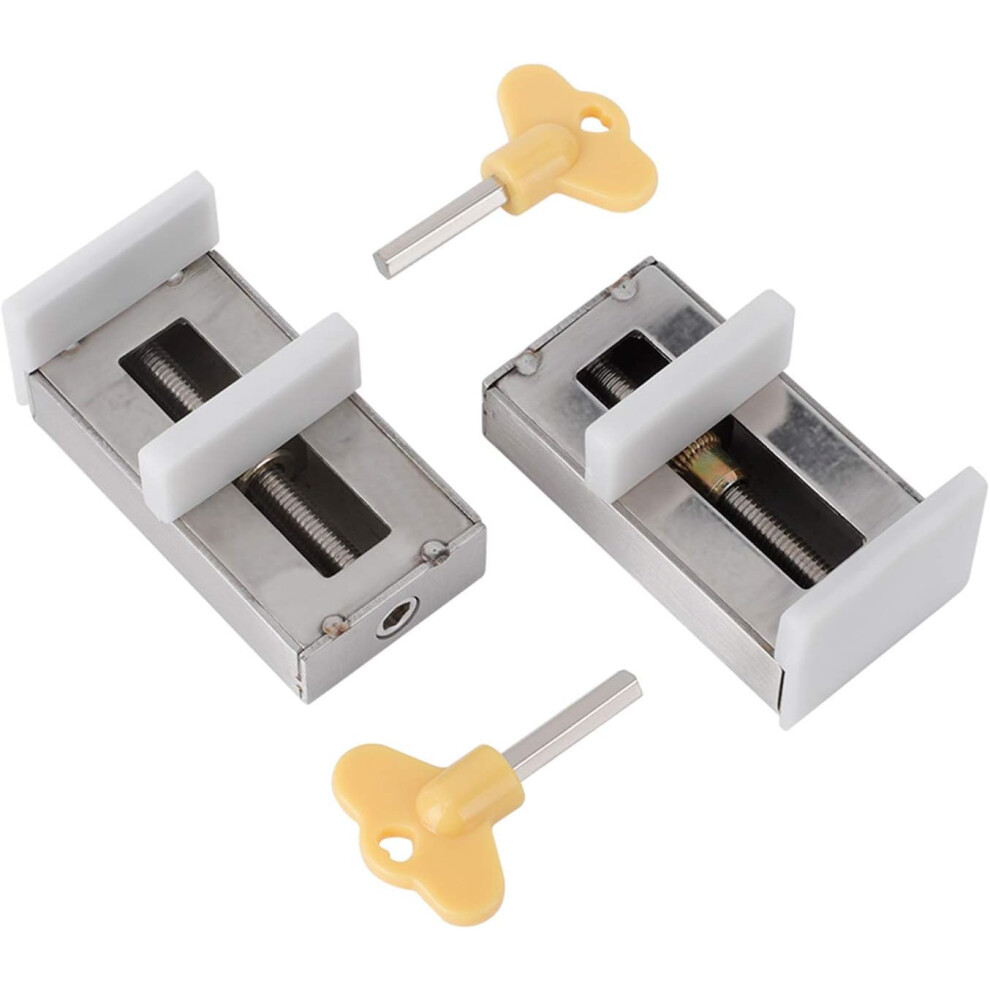 2Pcs Adjustable Sliding Window Locks Stoppers Aluminum Alloy Door Frame Security Lock With Key 6932766538074