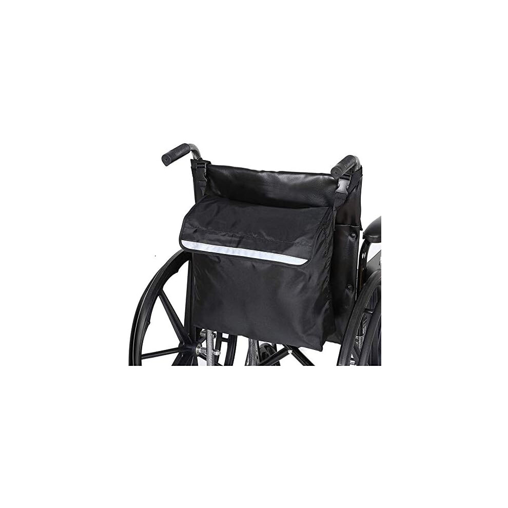 Lifeasy Wheelchair Bag Rear Waterproof Oxford Wheelchair Bag Large Black Wheelchair Backpack Storage Bag With Reflective Stripes For Wheelchair Handles