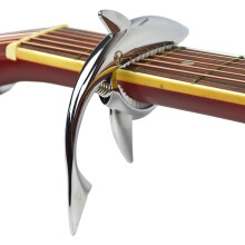 Shark Capo, Zinc Alloy Tone Clip for Acoustic, Folk, Electric and Ukulele Guitar (Silver)