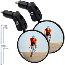 2 Pieces Bike Mirror 360 Degree Rotatable Adjustable Bicycle Rear View Mirror Bike Mirrors Shockproof Wide Angle Acrylic Safety Mirror for Most Mounta