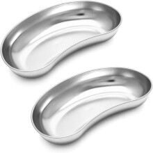 2 stuks 7,87" roestvrijstalen nierbak, niervormig braakbekken, chirurgische trays voor tandheelkundige laboratoriuminstrumenten, herbruikbare metalen