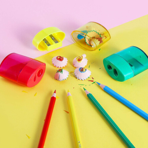 2 Hole Pencil Sharpener, Kids Pencil Sharpener, Handheld Pencil Sharpener-12 PACK 1