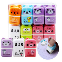 Set of 24 Cute Pencil Erasers, Cartoon Erasers with Cover and Roller, Rubber Pencil Erasers for Kids School Office Supplies
