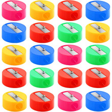 20 Bulk Round Pencil Sharpeners, Colorful Plastic Manual Pencil Sharpeners for Office School Supplies and Gifts (Multicolor)