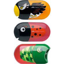 2 Hole Kids Pencil Sharpener (Standard & Jumbo) with Eraser & Container - 3 Colorful and Fun Designs