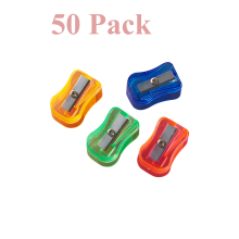 Bulk Plastic Pencil Sharpener Assortment (Pack of 50 Random Colors)