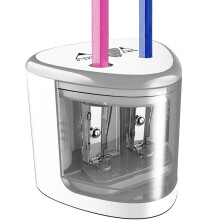 Temperamatite elettrico per matite colorate, temperamatite a batteria per matite n. 2 e 6-12 mm, doppio foro per artisti da tavolo, adulti, bambini (a