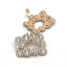 Mode Metalen Decoratieve Accessoires Vierkante Strass Schoen Clips Verwijderen - 1 Paar (Goud)