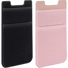 Tarjetero para la parte trasera del tel?fono, tejido el?stico adhesivo de licra con dos ranuras para tarjetas de cr?dito, bolsillo adhesivo para bille