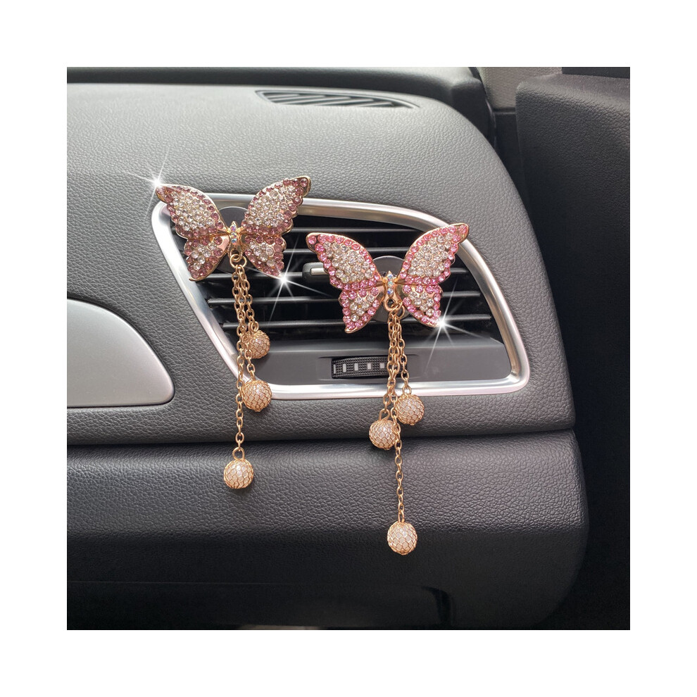 2 Pack Car Air Vent Charms, Crystal Car Diffuser Vent Clip, Rhinestone Oil Diffuser Vent Clip, Car Air Fresheners For Women, Bling Car Accessories For 6932766541579
