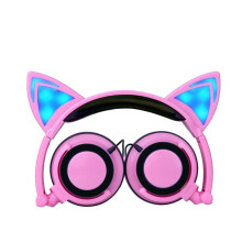 Auriculares para ni?os, 2 en 1, con orejas de gato o conejo, intrauditivos, volumen limitado, el mejor regalo para ni?os, ni?as y ni?os (rosa)