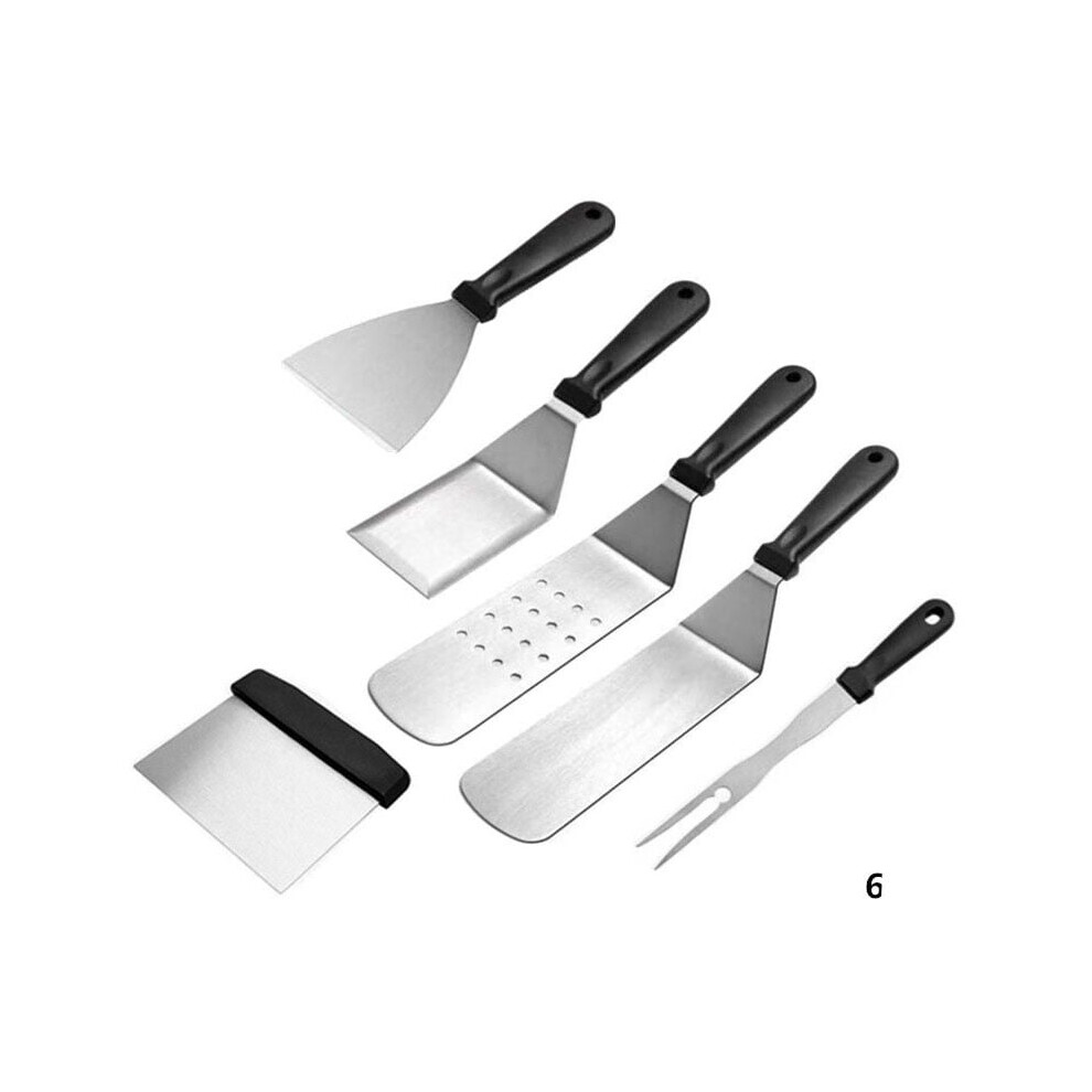 Ensemble de 6 spatules en acier inoxydable, ensemble d'accessoires professionnels pour plaque de cuisson de barbecue, ensemble d'ustensiles pour spatu