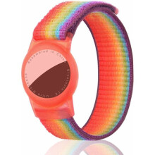 Kids Airtag Nylon Armband, 22cm Anti-Lost Anti-Kras Polsband Positioneringsbeschermer voor Apple AirTag Waterdicht (Rainbow, Airtag niet inbegrepen)