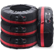 Set van 4 waterdichte reservewielhoezen 19-23" (diameter 80 cm) zwart en rood, reservewielhoes voor auto